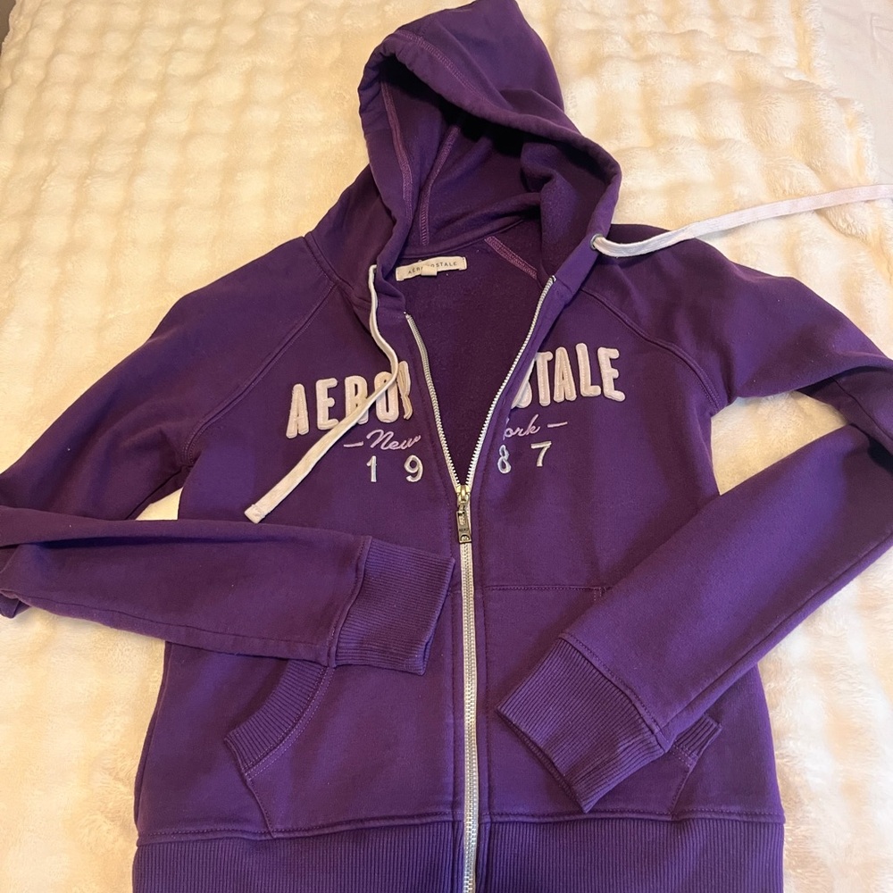 Aeropostale Women's Purple Zip-Up Hoodie